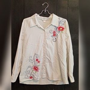 Christopher and banks floral embroidered shirt